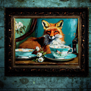 Papier Mousseline Rustique Vintage Fox Victorian Teacup Decoupage