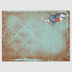 Papier Mousseline Rusty Turqouise White Rabbit Alice au pays des mer
