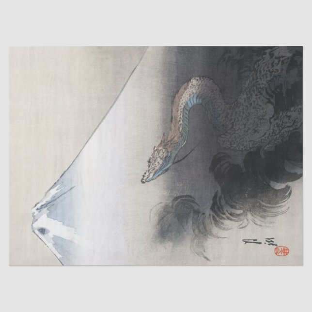 Papier Mousseline Ryu Shoten : Dragon éblouissant sur Fuji, Japon (Recto)