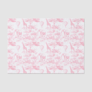 Papier Mousseline Safari Animaux Toile rose de Jouy
