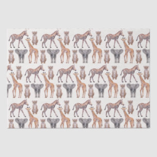 Papier Mousseline Safari Baby Animals Motif  