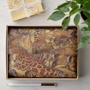 Papier Mousseline Safari de collection d'animaux sauvages ID1149