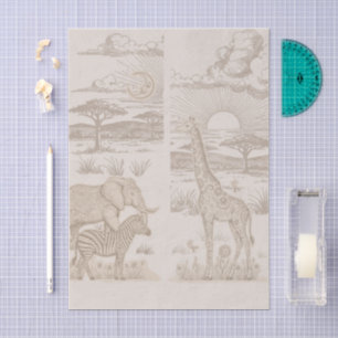 Papier Mousseline Safari Toile, Aventure Sauvage Bébé Neutre Côtés