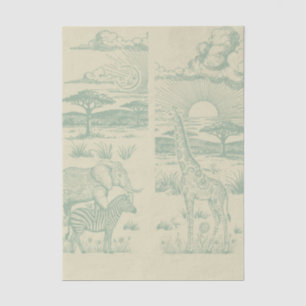 Papier Mousseline Safari Toile, Aventure Sauvage Bébé Vert