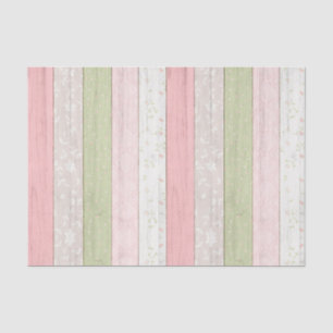 Papier Mousseline Sage rustique Vert & Rose Floral Bois Cottage Chic