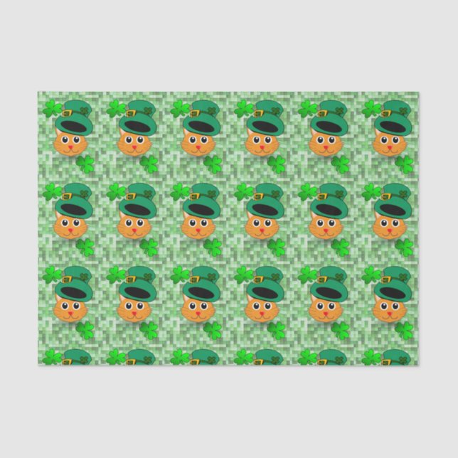 Papier Mousseline Saint Patrick's Day Tissue Paper Cat (Recto)