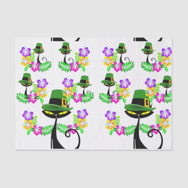 Papier Mousseline Saint Patrick's Day Tissue Paper Cat (Recto)