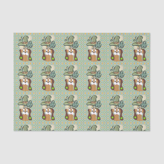 Papier Mousseline Saint Patrick's Day Tissue Paper Chien (Recto)