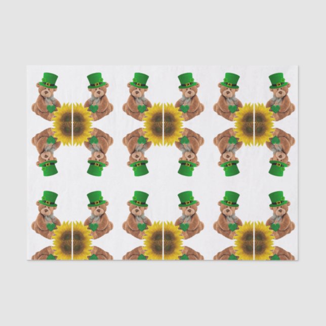 Papier Mousseline Saint Patrick's Day Tissue Paper Teddy Bear (Recto)