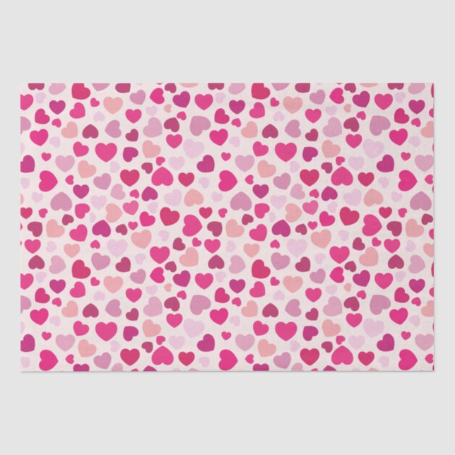 Papier Mousseline Saint Valentin Coeurs roses avec blanc (Recto)
