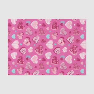Papier Mousseline Saint-Valentin motif cœur rouge rose amour