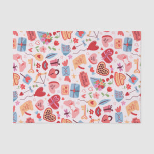 Papier Mousseline Saint Valentin Motif d'amour romantique
