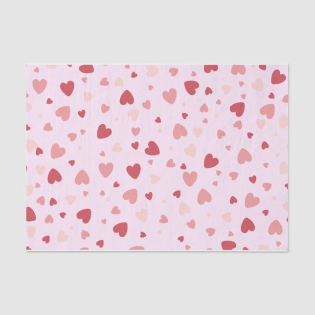 Papier Mousseline Saint Valentin Pastel Coeurs rouge et rose (Recto)