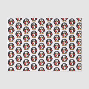 Papier Mousseline Saint Valentin Penguin avec chocolat et cadeau Ros