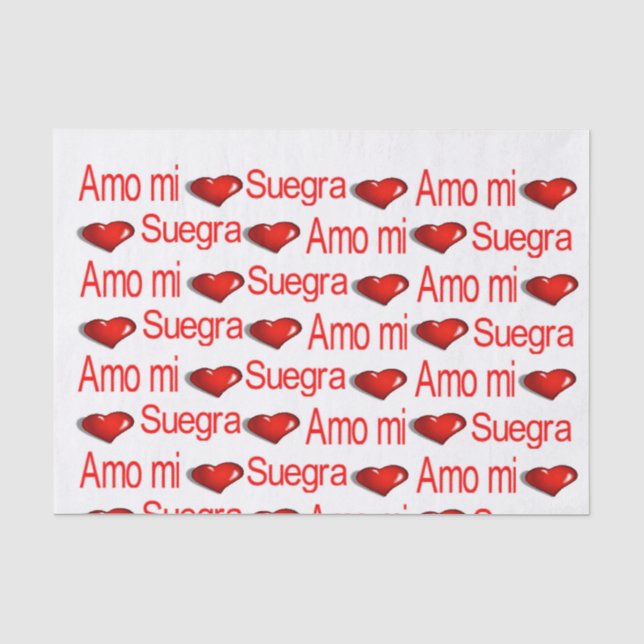 Papier Mousseline Saint Valentin Tissu Papier Amo mi Suegra Coeurs (Recto)