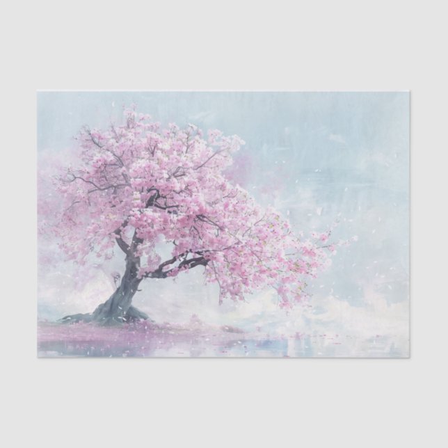Papier Mousseline Sakura Tree et Blossoms Peinture Découpage (Recto)