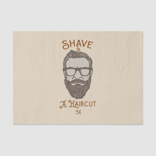 Papier Mousseline Salon de coiffure rétro graphique de barbier (Recto)
