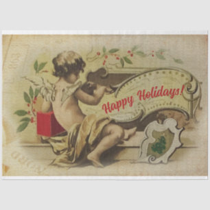 Papier Mousseline Salutations de Noël Angel Vintage Ephemera