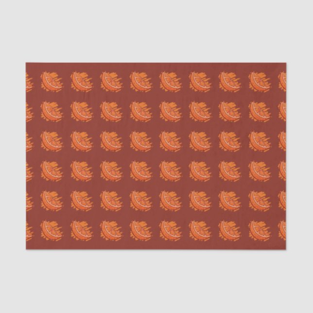 Papier Mousseline Sang Motif de fruits orange (Recto)