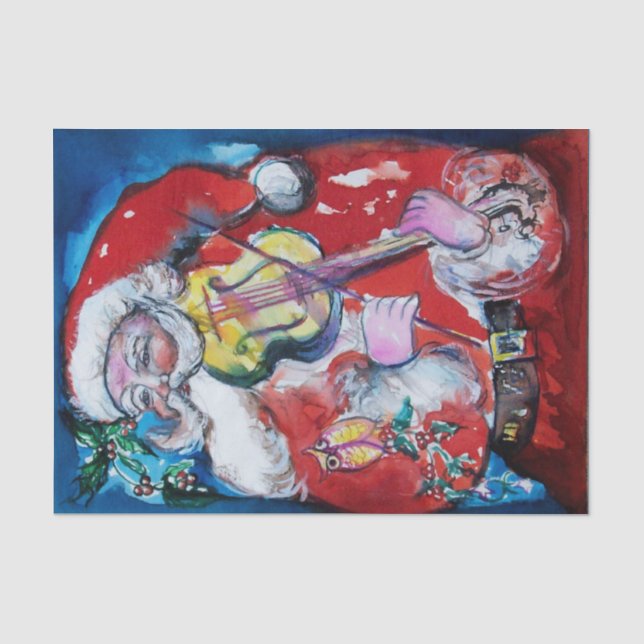 Papier Mousseline SANTA CLAUS AVEC VIOLIN / Noël musical (Recto)