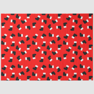 Papier Mousseline Santa Claus Bottes Noël Motif de Noël Rouge