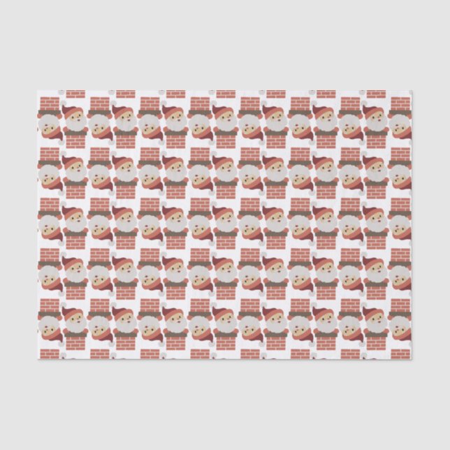 Papier Mousseline Santa Claus Chimney Motif de Noël Papier Tissu (Recto)