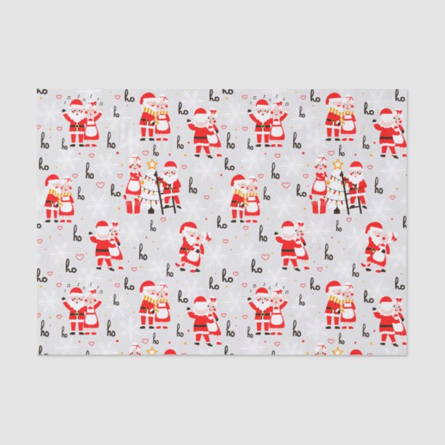Papier Mousseline Santa Claus et Mme Claus Christmas Dance (Recto)