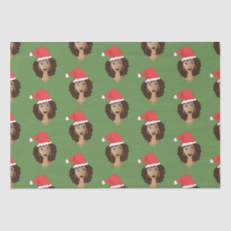 Papier Mousseline Santa Hat de Noël, Femme noire, Vert