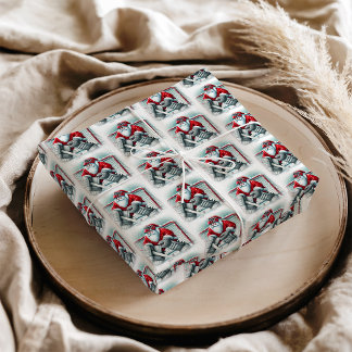 Papier Mousseline Santa Hockey Goalie Christmas