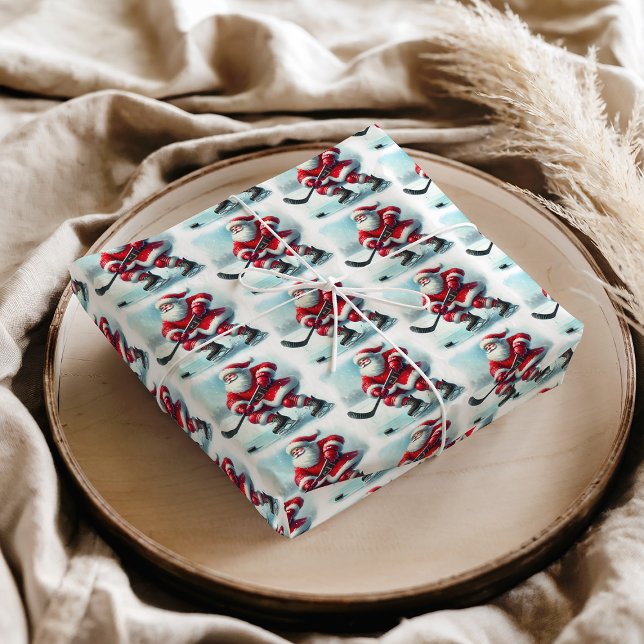 Papier Mousseline Santa Hockey Player Christmas Tissue Paper (Santa Hockey Player Christmas Tissue Paper)