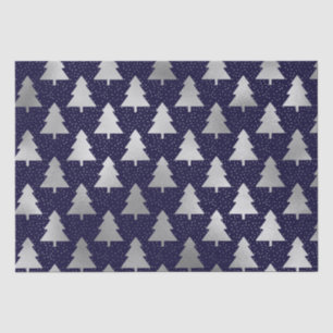 Papier Mousseline Sapin de Noël en faux feuillage élégant bleu et ar