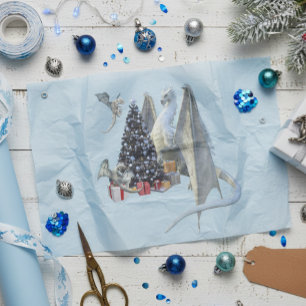 Papier Mousseline Sapin de Noël Holiday Dragon de glace avec bébés