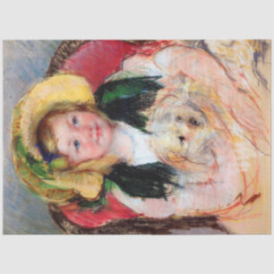 Papier Mousseline Sara avec son chien, Cassatt