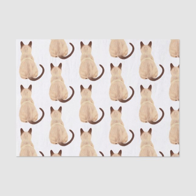 Papier Mousseline Sasha Siamese Amoureux des chats Kitty regardant l (Recto)