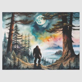 Papier Mousseline Sasquatch debout sur la crête surplombant l'océan