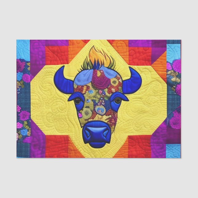 Papier Mousseline Sauvage West Bison Quilt Comme Design (Recto)