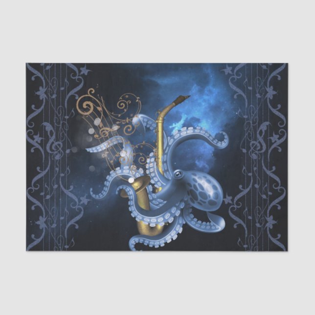 Papier Mousseline Saxophone de musique avec poulpe (Recto)