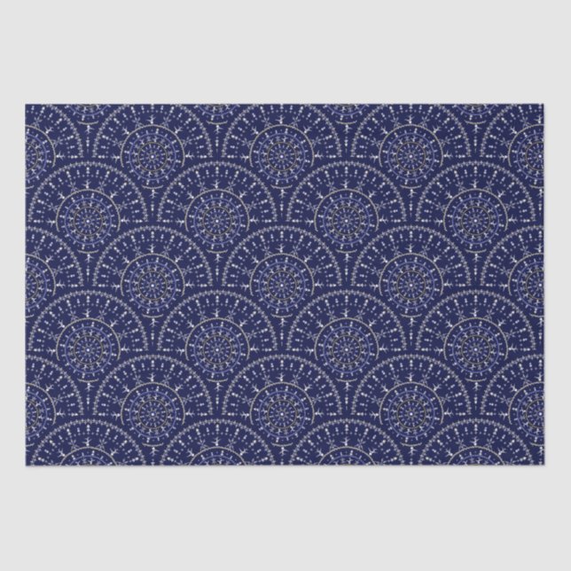 Papier Mousseline Scandinave Ditsy Winter Navy & Gold Art Deco (Recto)