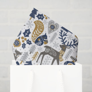 Papier Mousseline Scandinavian Woodland Animals Snowflakes Christmas