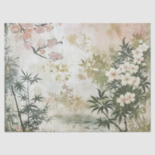 Papier Mousseline Scène de jardin de fleurs de cerisier (6)