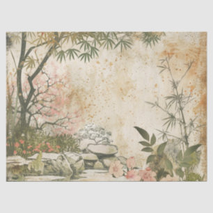 Papier Mousseline Scène de jardin de fleurs de cerisier (8)