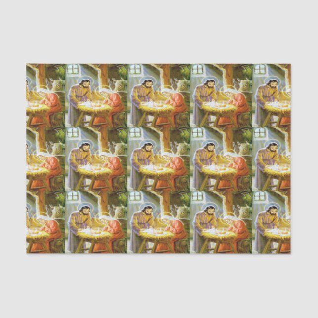 Papier Mousseline Scène de Noël de la Nativité papier (Recto)