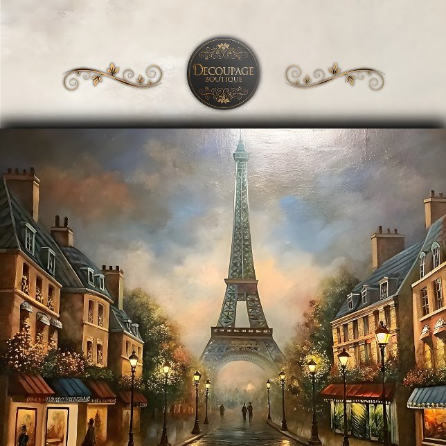 Papier Mousseline Scène de rue de la Tour Eiffel de Paris en découpa (Paris Eiffel Tower Street Scene Decoupage Tissue Paper)