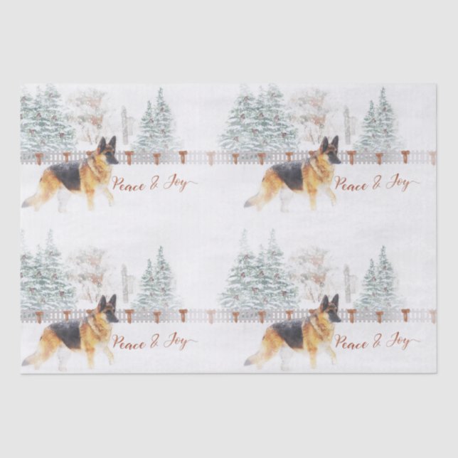 Papier Mousseline Scène de vacances d'hiver rustique avec berger all (Recto)