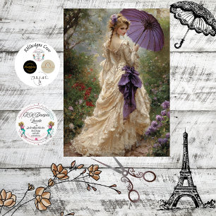 Papier Mousseline Scène romantique de découpage femme victorienne av