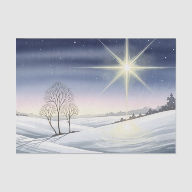 Papier Mousseline Scène sacrée de neige de Noël (Recto)