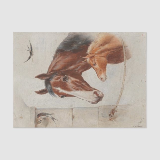 Papier Mousseline Scène stable idyllique par Carl Reichert (Recto)