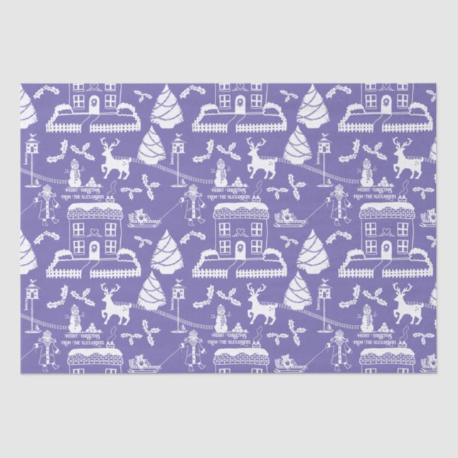 Papier Mousseline Scène traditionnelle de Noël personnalisée (Recto)