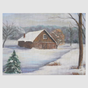 Papier Mousseline Scène Vintage des Cabines d'hiver II
