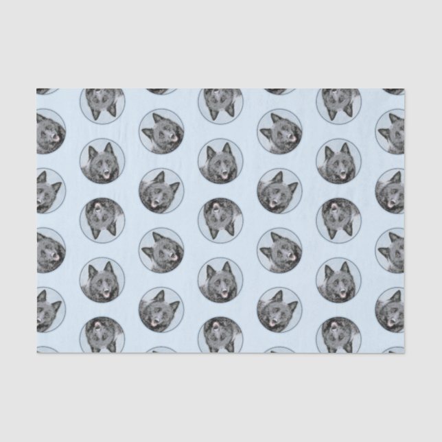 Papier Mousseline Schipperke Peinture Black Cute Original Chien Art (Recto)